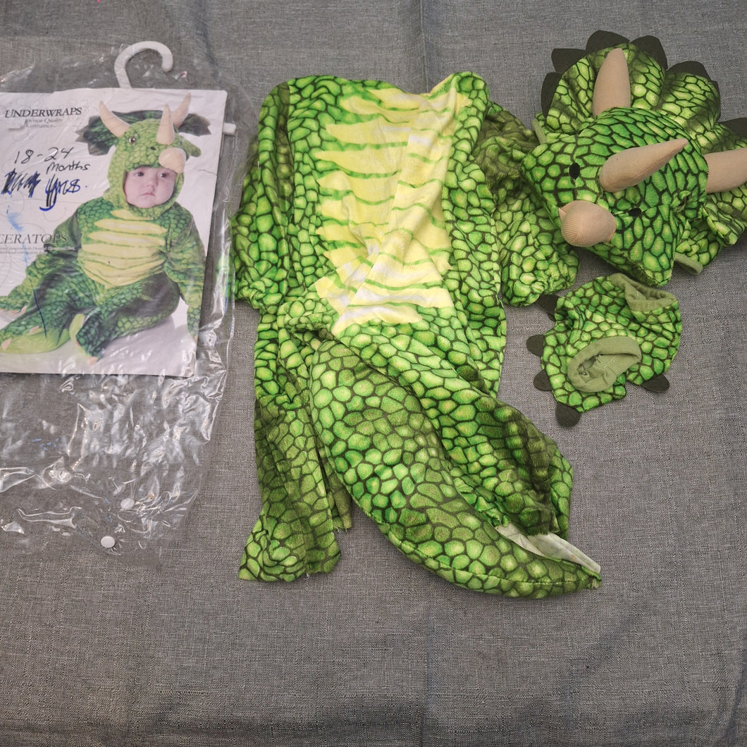 TRICERATOPS COSTUME ALL PIECES UNDERWRAPS SZ MED - size 18-24 Months