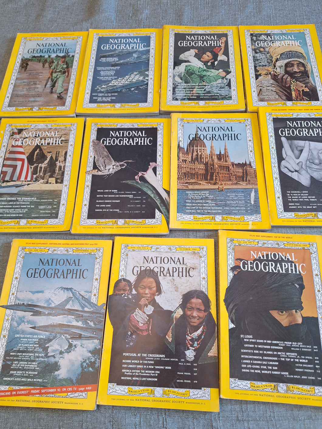 11 NATIONAL GEOGRAPHIC MAGAZINES 1965 SET #21