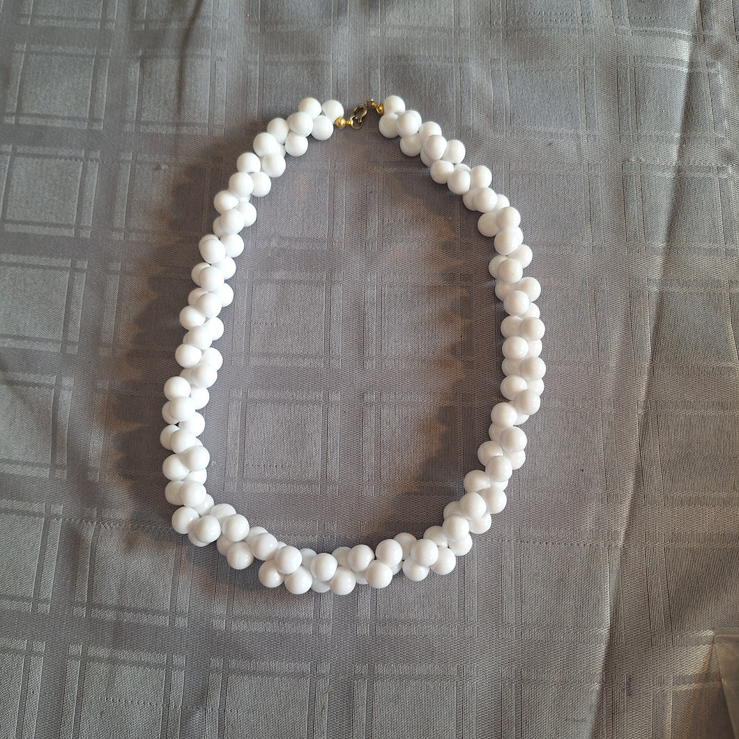 NAPIER CHOKER WHITE MILK BEADS INTERTWINED 18  3
