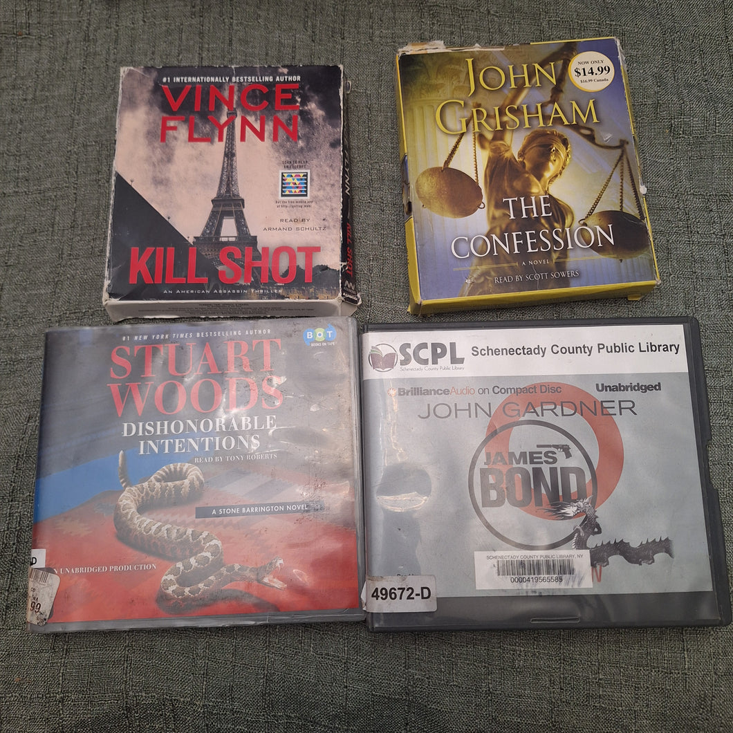 4 AUDIOBOOKS GRISHAM FLYNN WOODS GARDNER CDS