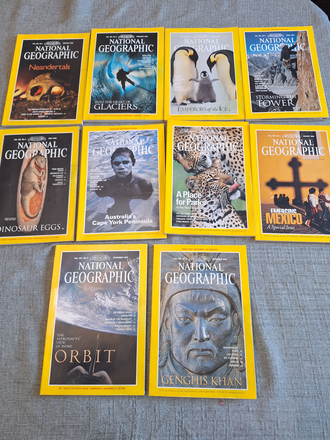 10 NATIONAL GEOGRAPHIC MAGAZINES 1996 SET #18