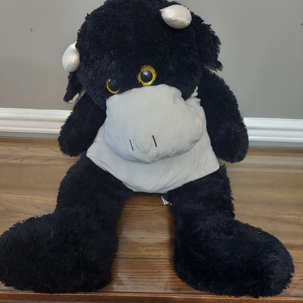 LARGE BLACK AND WHITE COW STUFFED ANIMAL