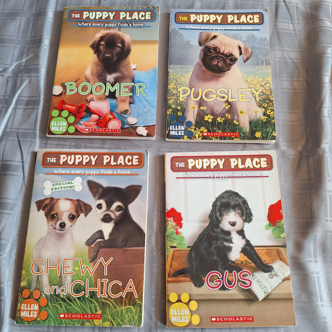 4 THE PUPPY PLACE BOOKS BOOMER,PUGSLEY,CHEWY