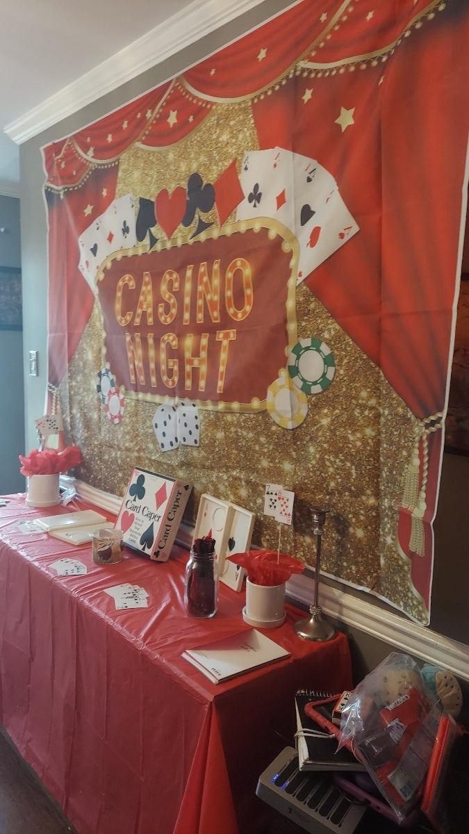 7�5ft CASINO BANNER USED ONCE FOR PARTY