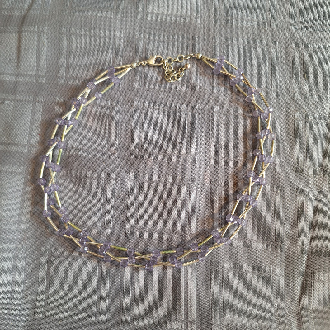 WIRE W/LAVENDER BEADS 17 CHOKER      #23