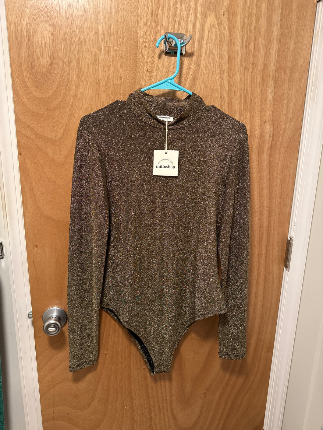 NWT Womens gold stretch bodysuit - size Women L (12)