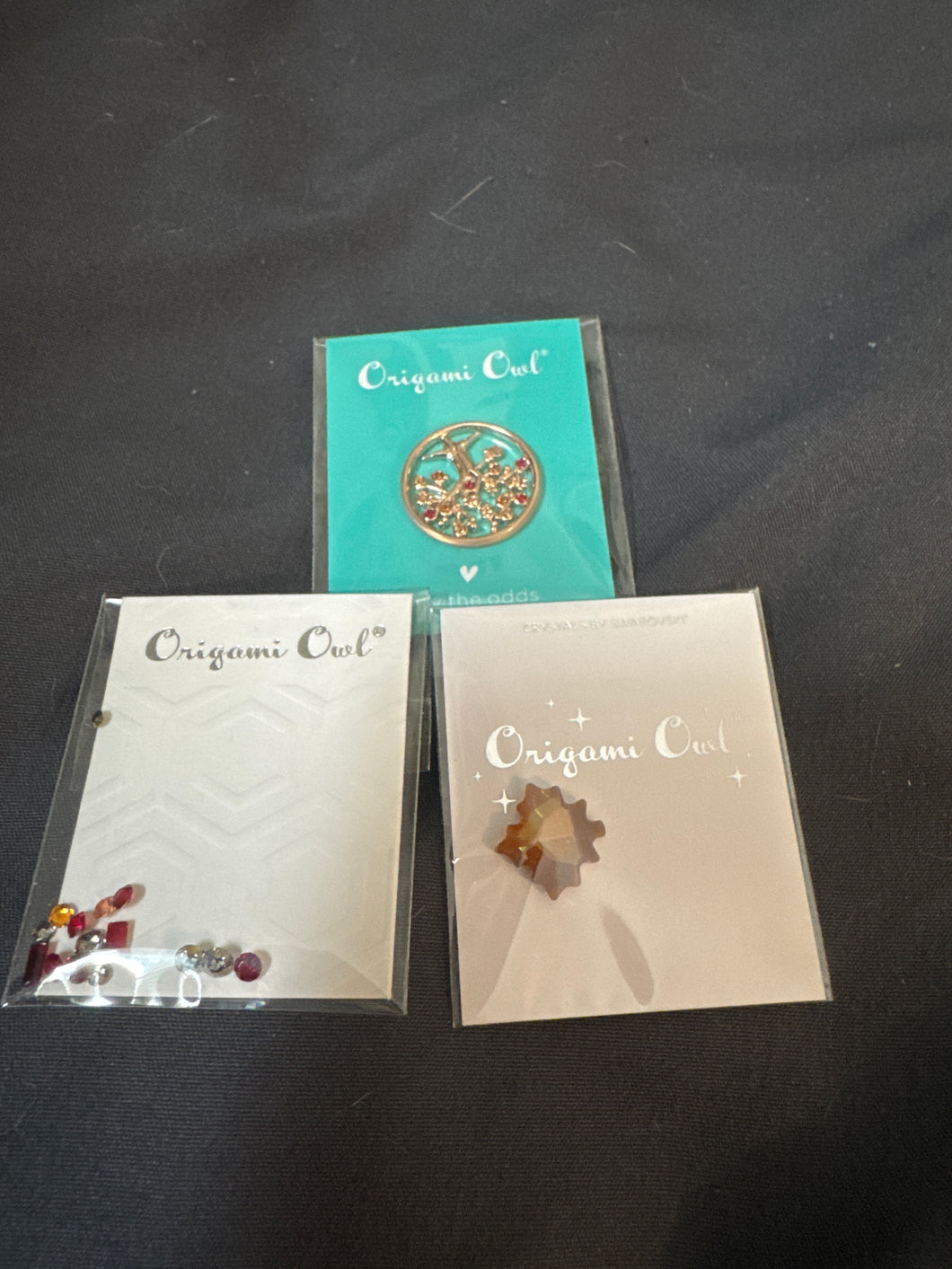Lot of Origami Owl Maple leaf crystal, fall