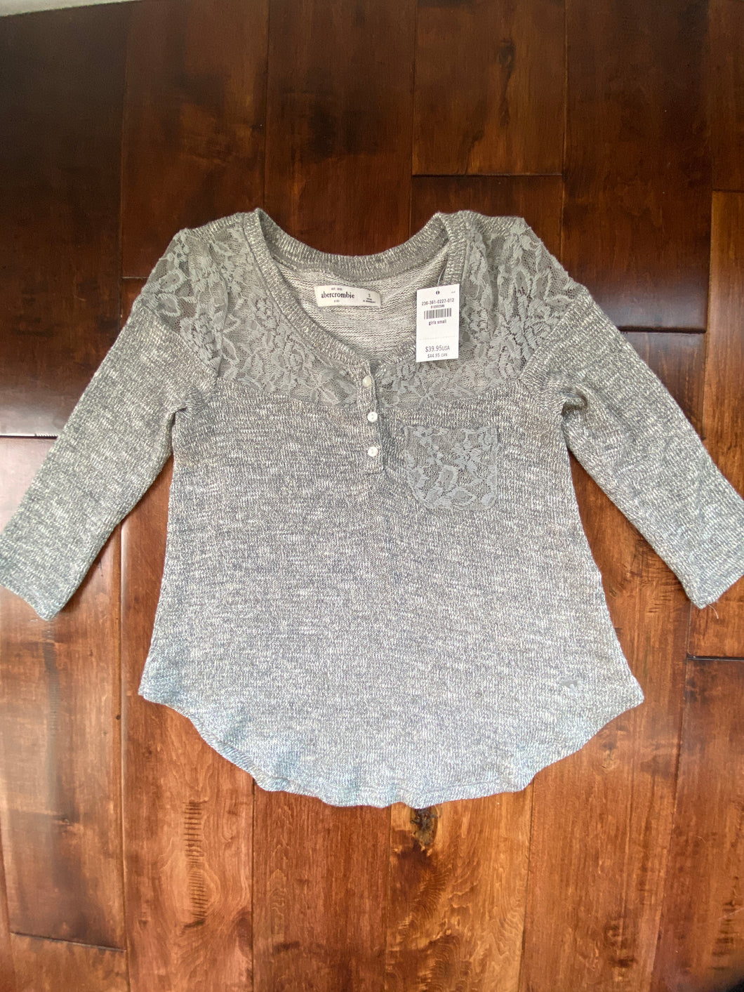 Gray Abercrombie Shirt New NWT paid $40 - size Kids 10