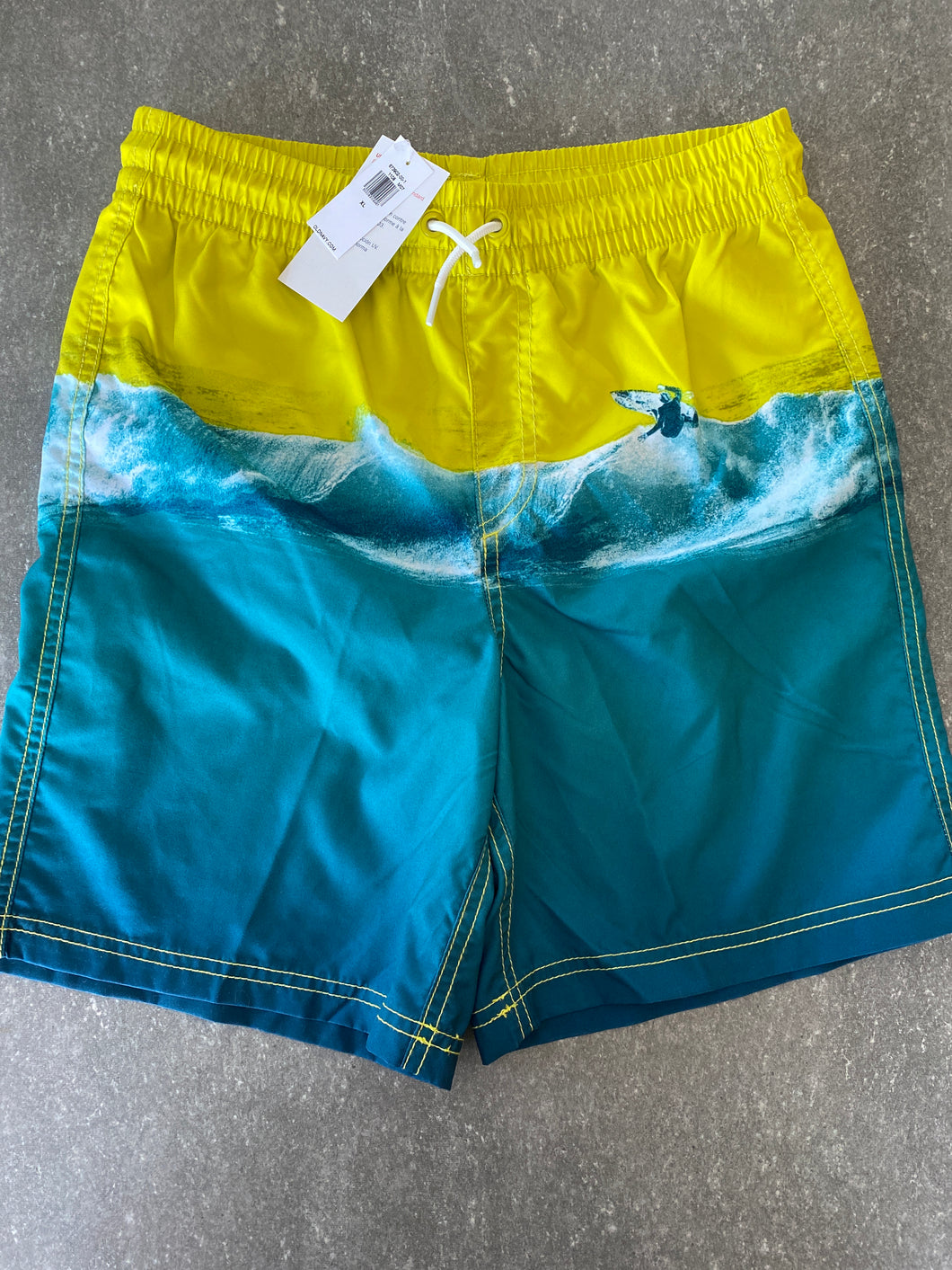 NWT Swim Trunks yellow New yellow/teal Old Navy - size Kids 14