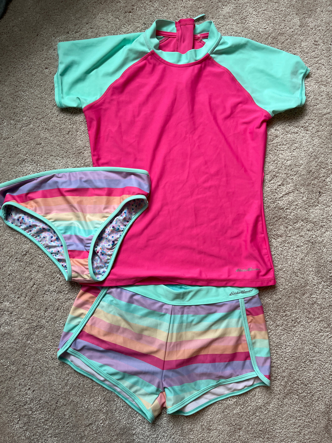 Eddie Bauer 3-pc swim Pink stripes - size Kids 14