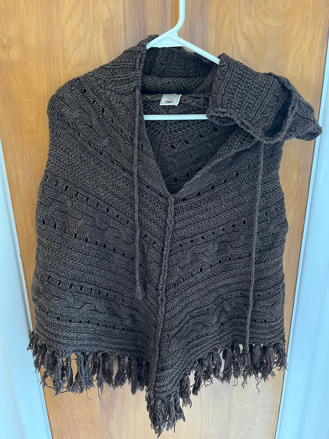 Old Navy brown knit Shawl with hood - size Women M (8-10)