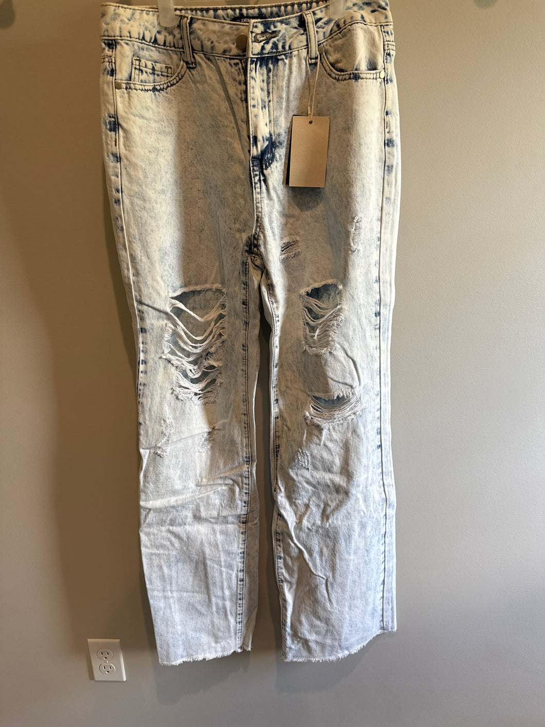 Wide Leg Jeans Flamingals Distressed - size Women S (4-6)