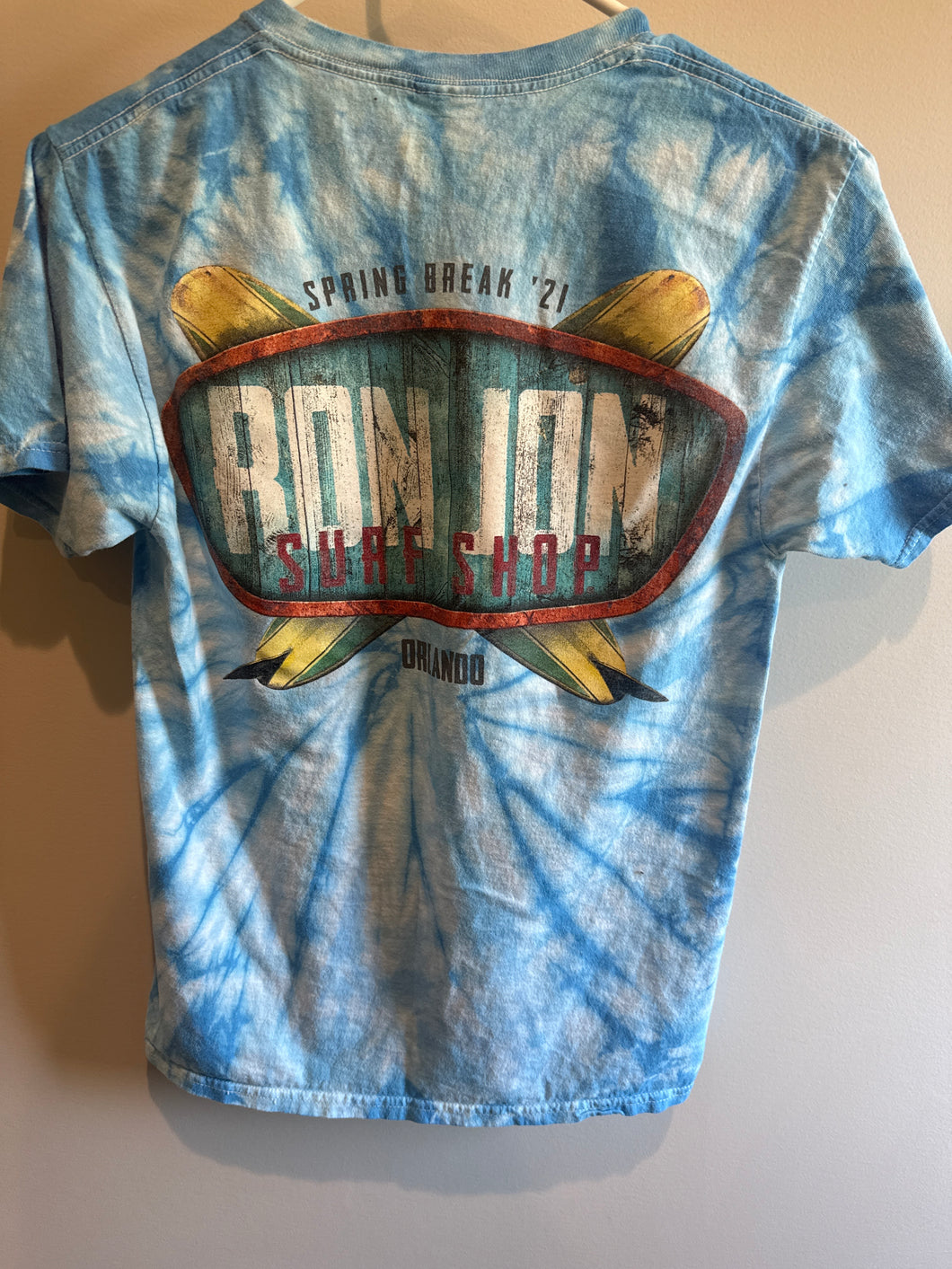 Blue Tie Dye Ron Jon Tee - size Mens S