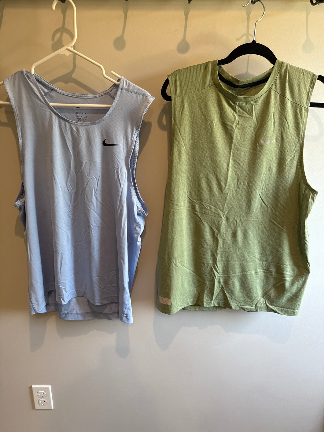 2 Nike Dri-Fit Tanks Baby Blue & Sage Green - size Mens M