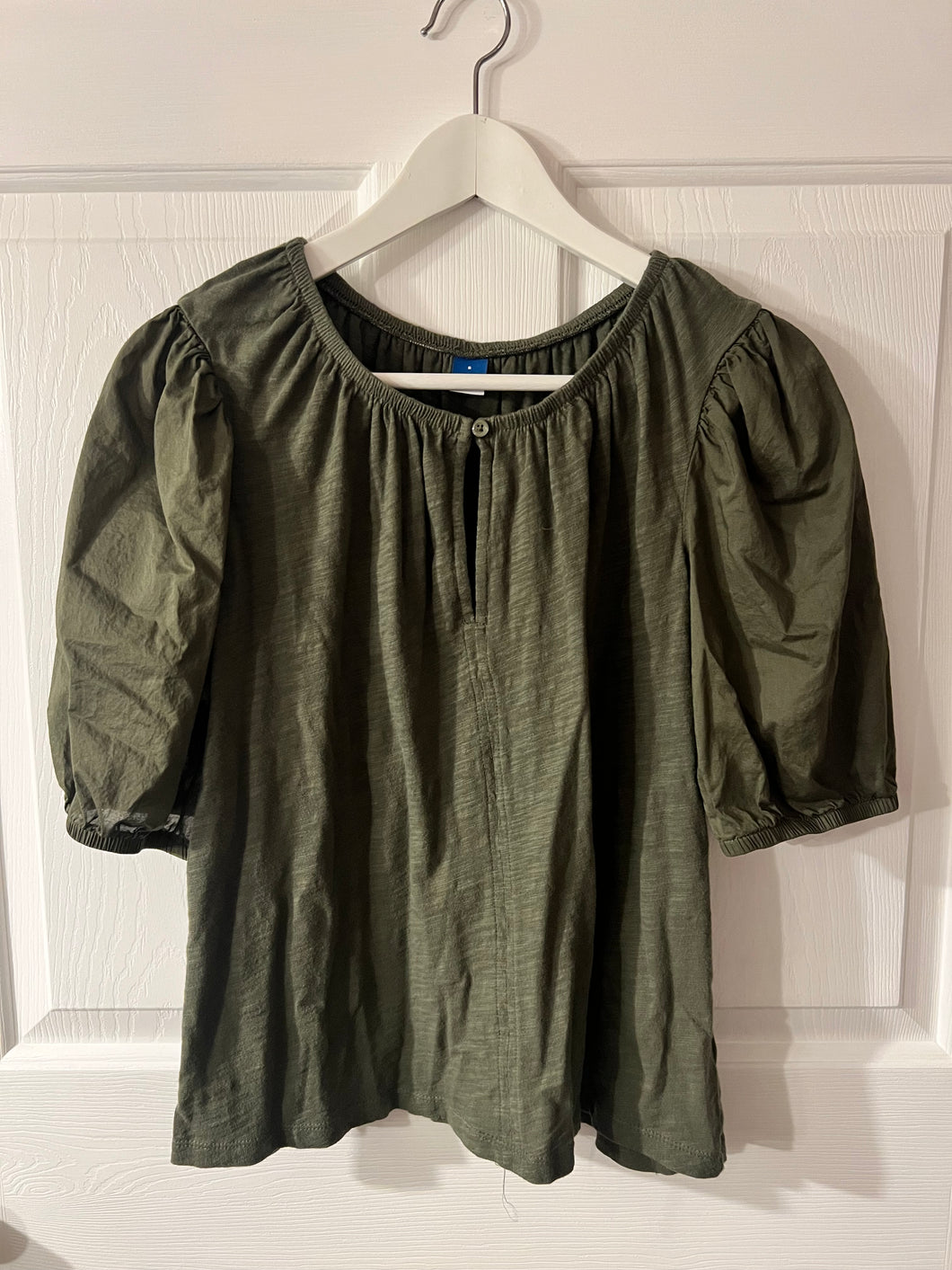 Old Navy - Navy Green puff sleeve blouse - size Women S (4-6)