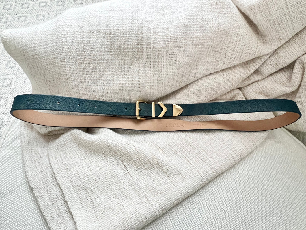 JCrew teal belt w/ gold buckle