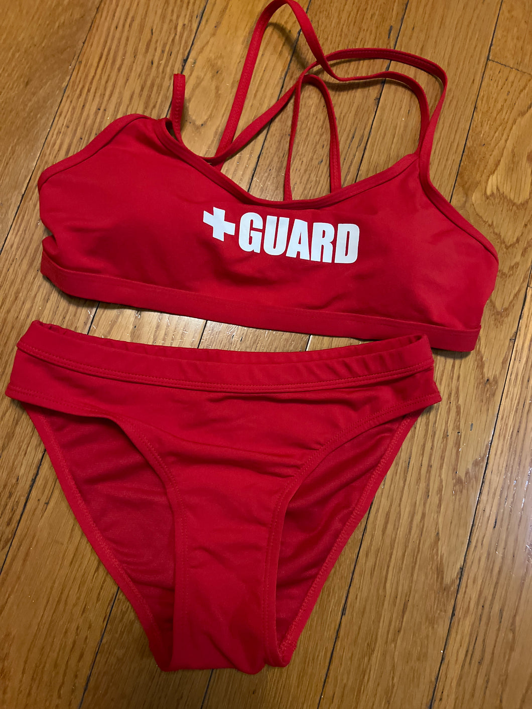 BLARIX SWIMWEAR 2PC RED GUARD SWIM SUIT - size Junior Girls M (7-9)