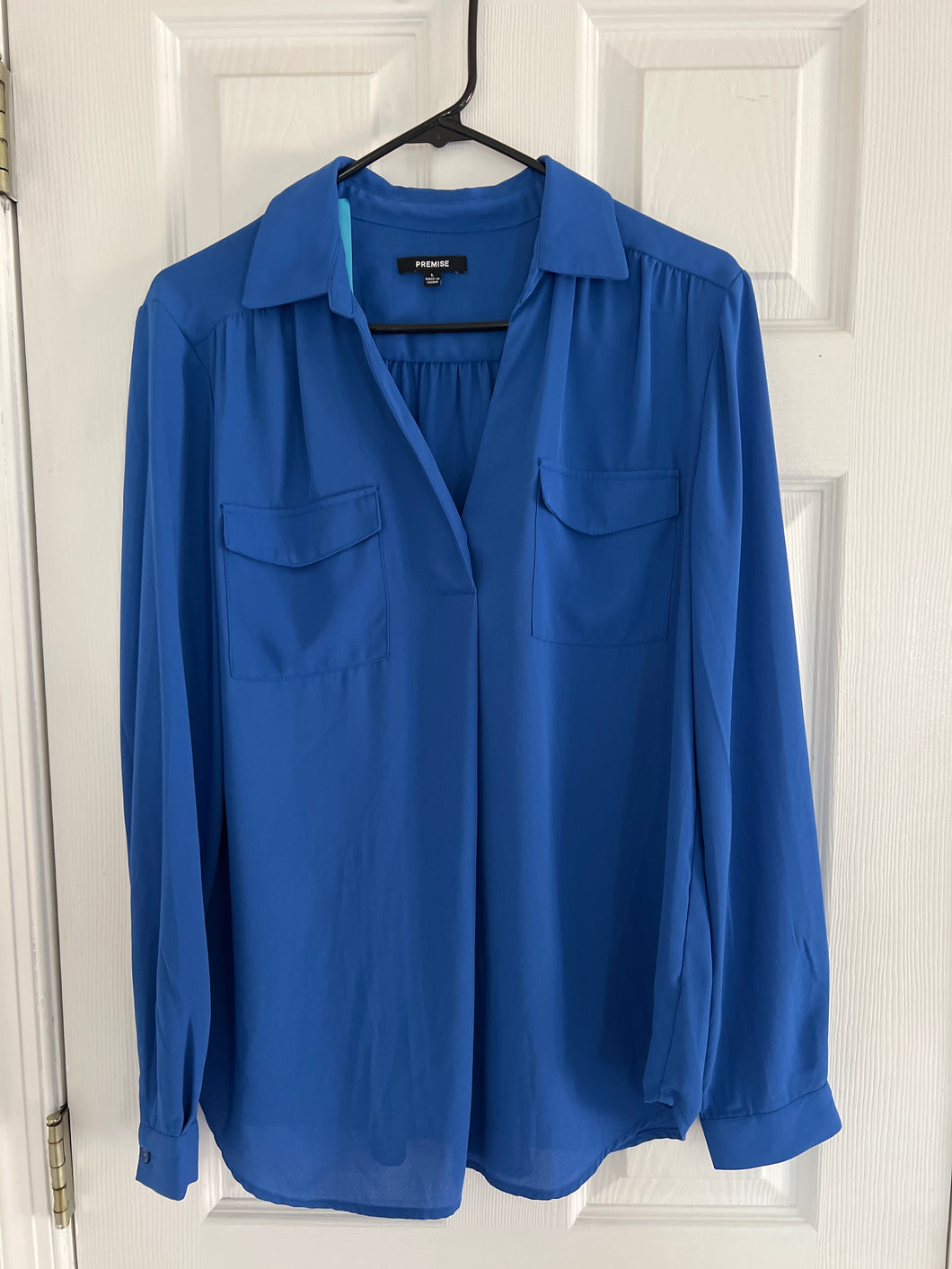 PREMISE SHIRT- LG SLV ROYAL BLUE - size Women L (12)