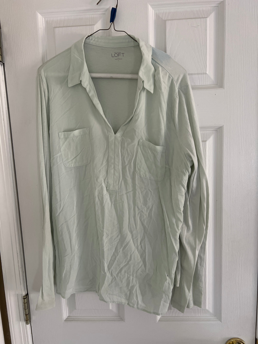LOFT SHIRT - LG SLV MINT GREET - size Women L (12)