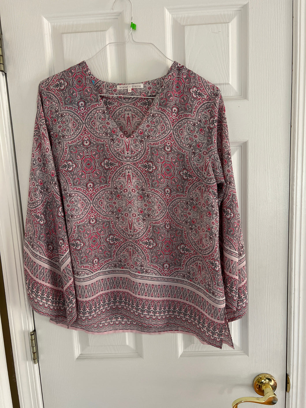 VIOLET CLAIR SHIRT LG SLV-PINK/WHITE/BLACK - size Women L (12)