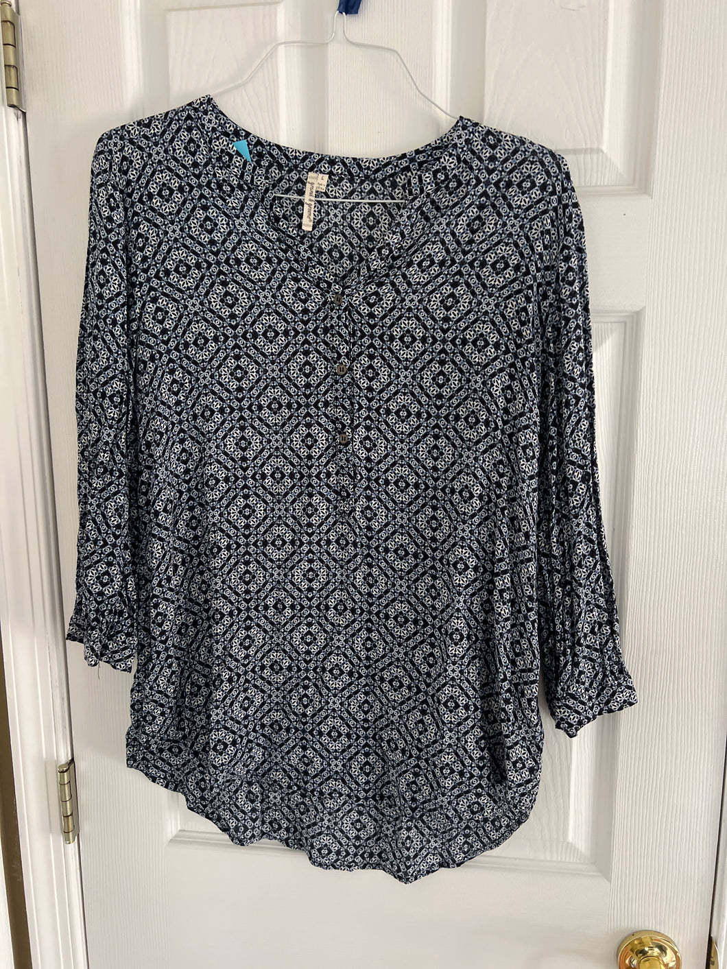 GRAND & GREEN SHIRT LG SLV/BLACK/BLUE/WHITE - size Women L (12)