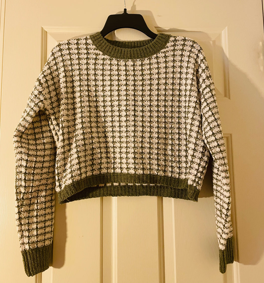 Green/white Comfy sweater - size Women S (4-6)
