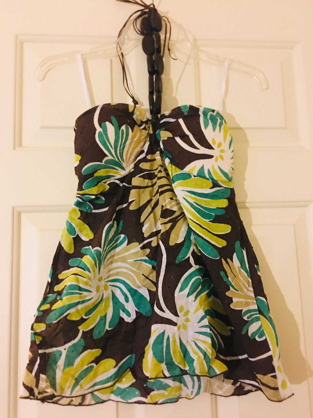 Brown leaf Halter top - size Junior Girls S (3-5)