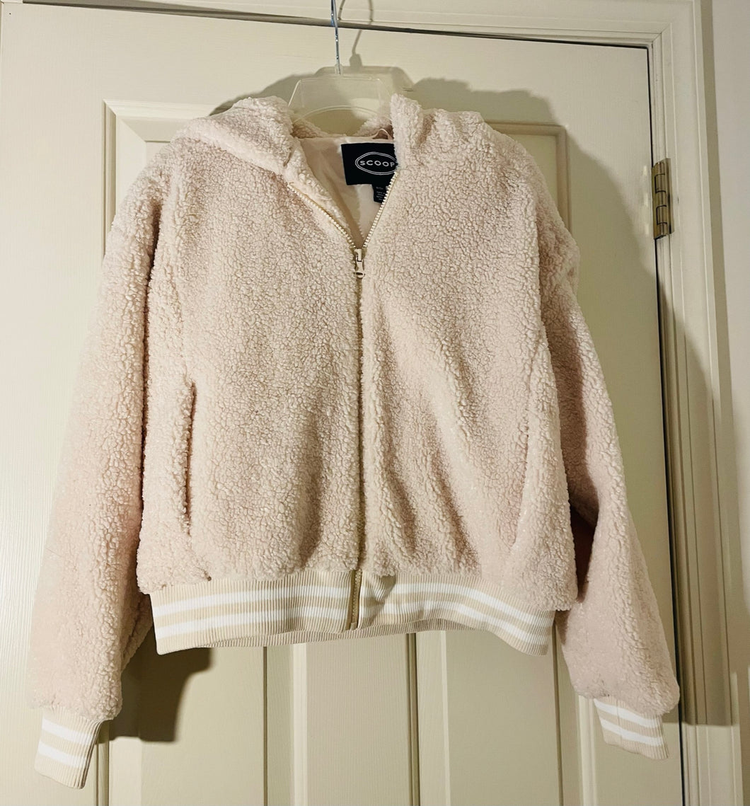 Beige fuzzy Hoodie - size Women S (4-6)