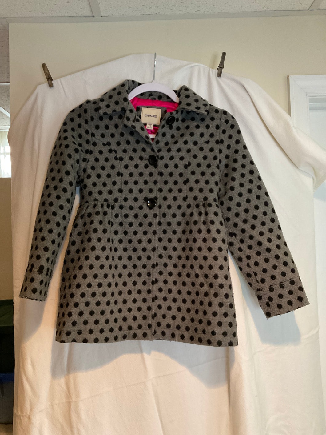 Sz 7-8 M polka dot dress coat - size Kids 7