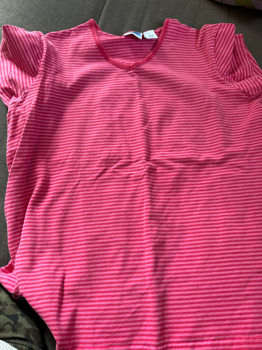 Pink stripe tee - size Women L (12)