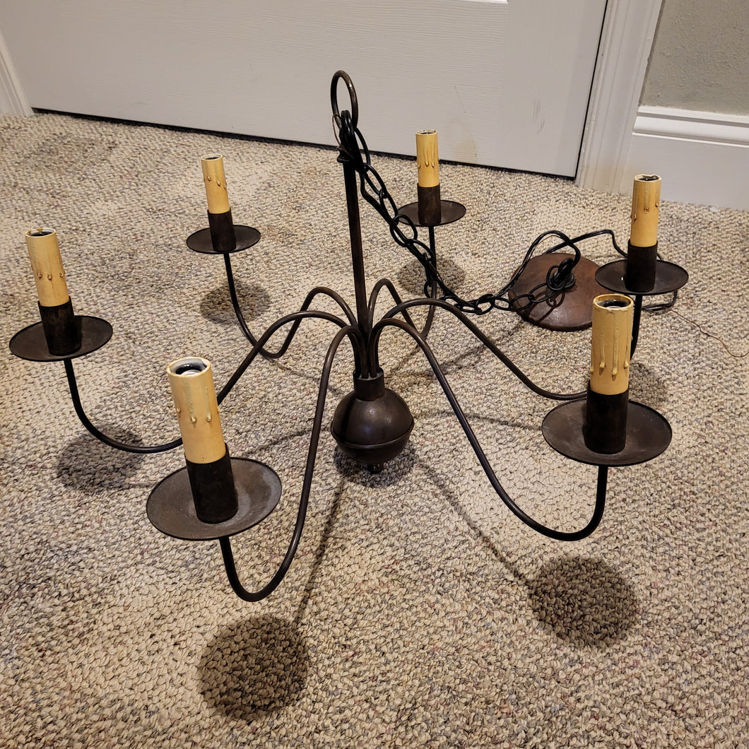 Bronz 6-light Chandelier w/chain, ceiling plate