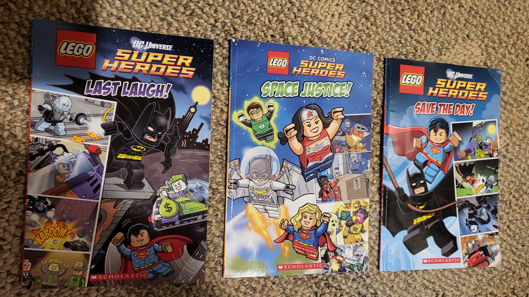 3 Lego SuperHero Bks Last Laugh, SpaceJustice
