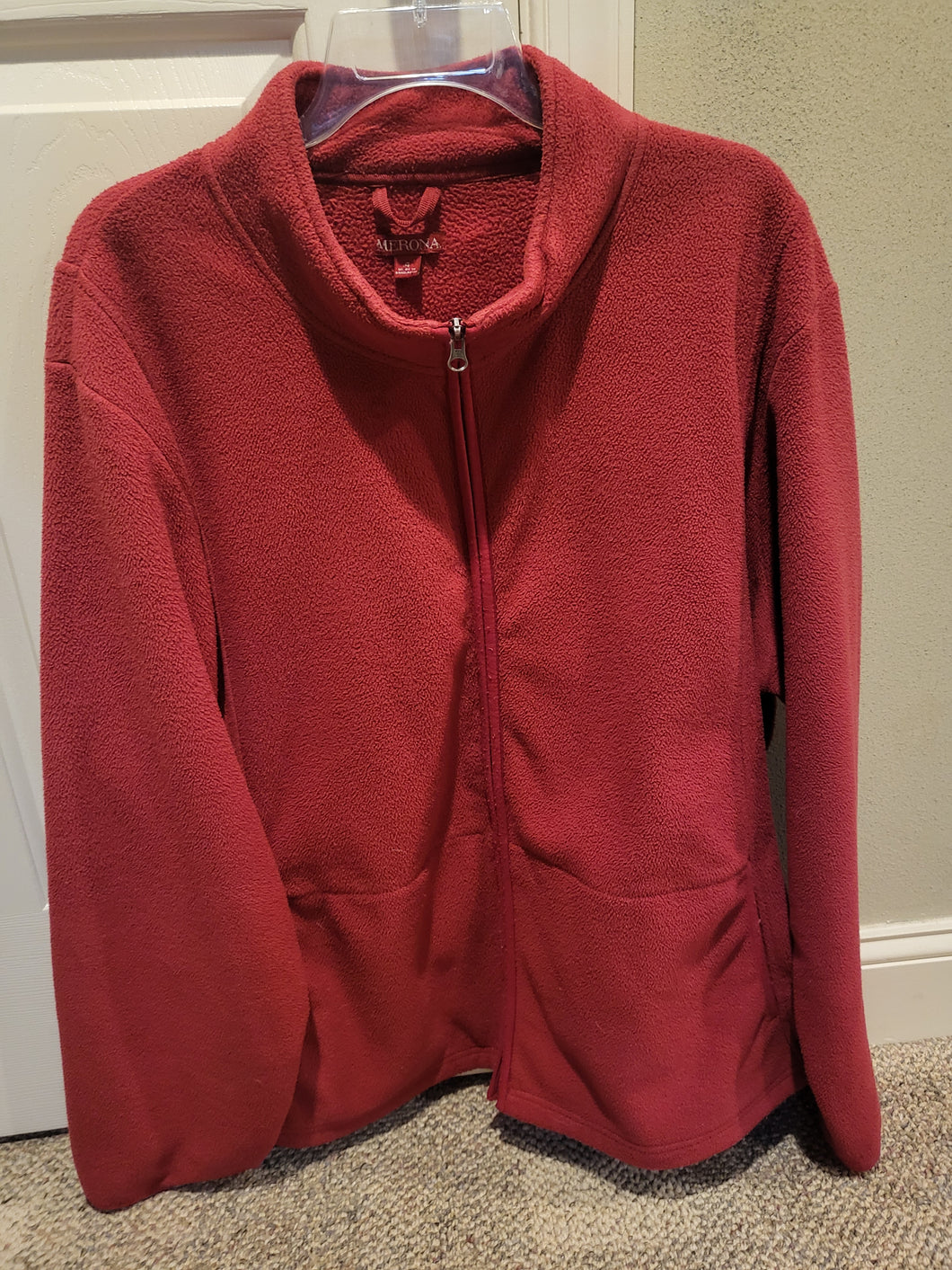 Merona Fleece ZipUp w/2 Pockets, Menlo Red - size Women XXXL (24-26)