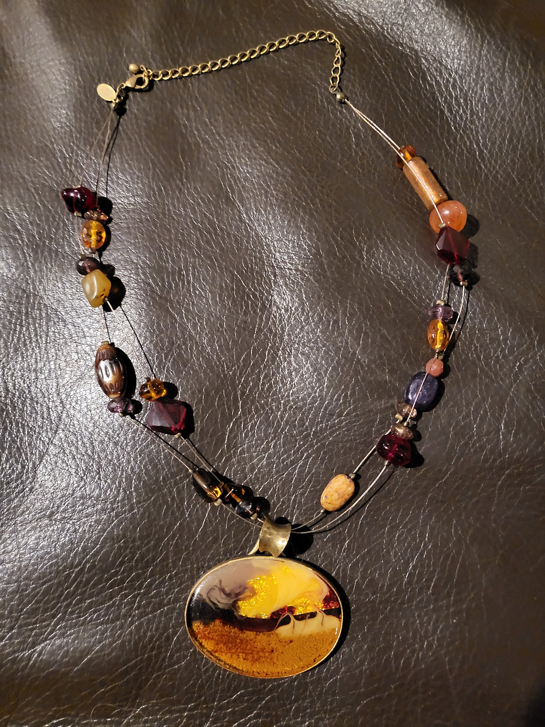 Chicos 2-strand Necklace Red/Purple/Gold Beads