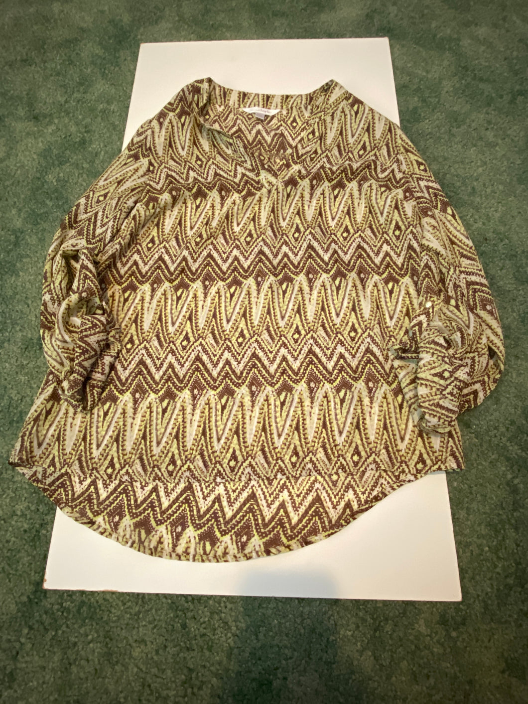 Charming Charlie shirt Brown white yellow - size 0-3 Months