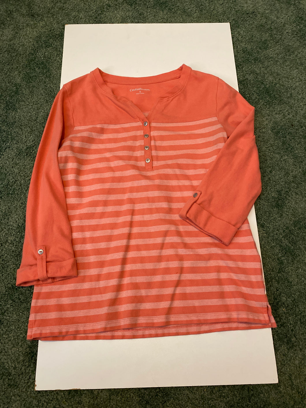 Croft & Borrow shirt Pinkish orange stripes - size Women S (4-6)