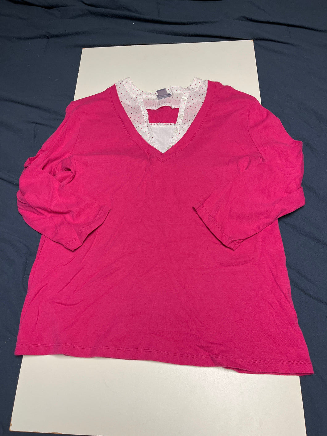Laura Scott top Pink with dotted - size Women L (12)