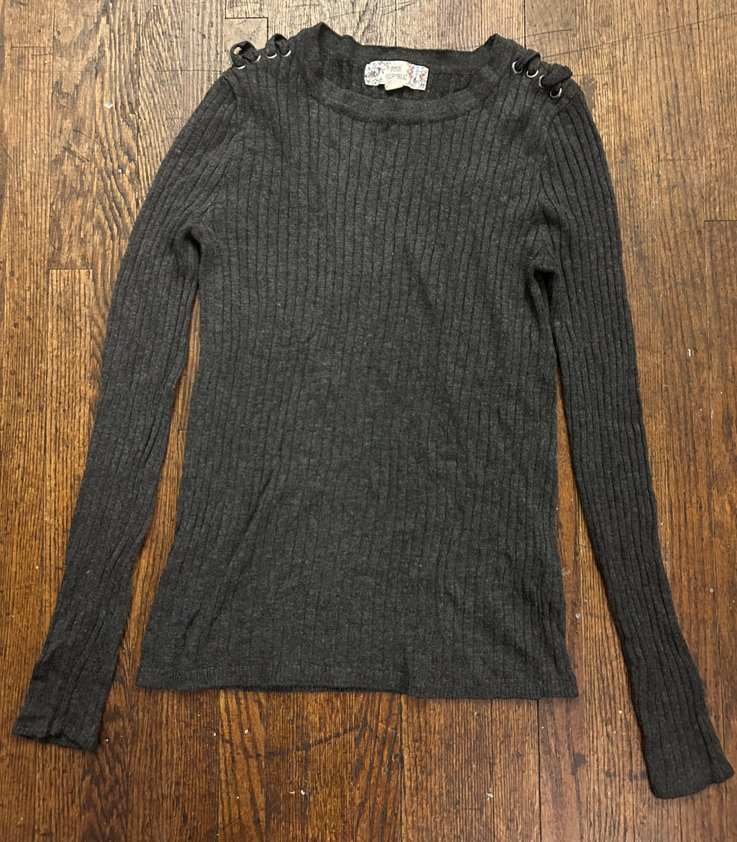 Pink republic grey Sweater lace detail - size Junior Girls M (7-9)