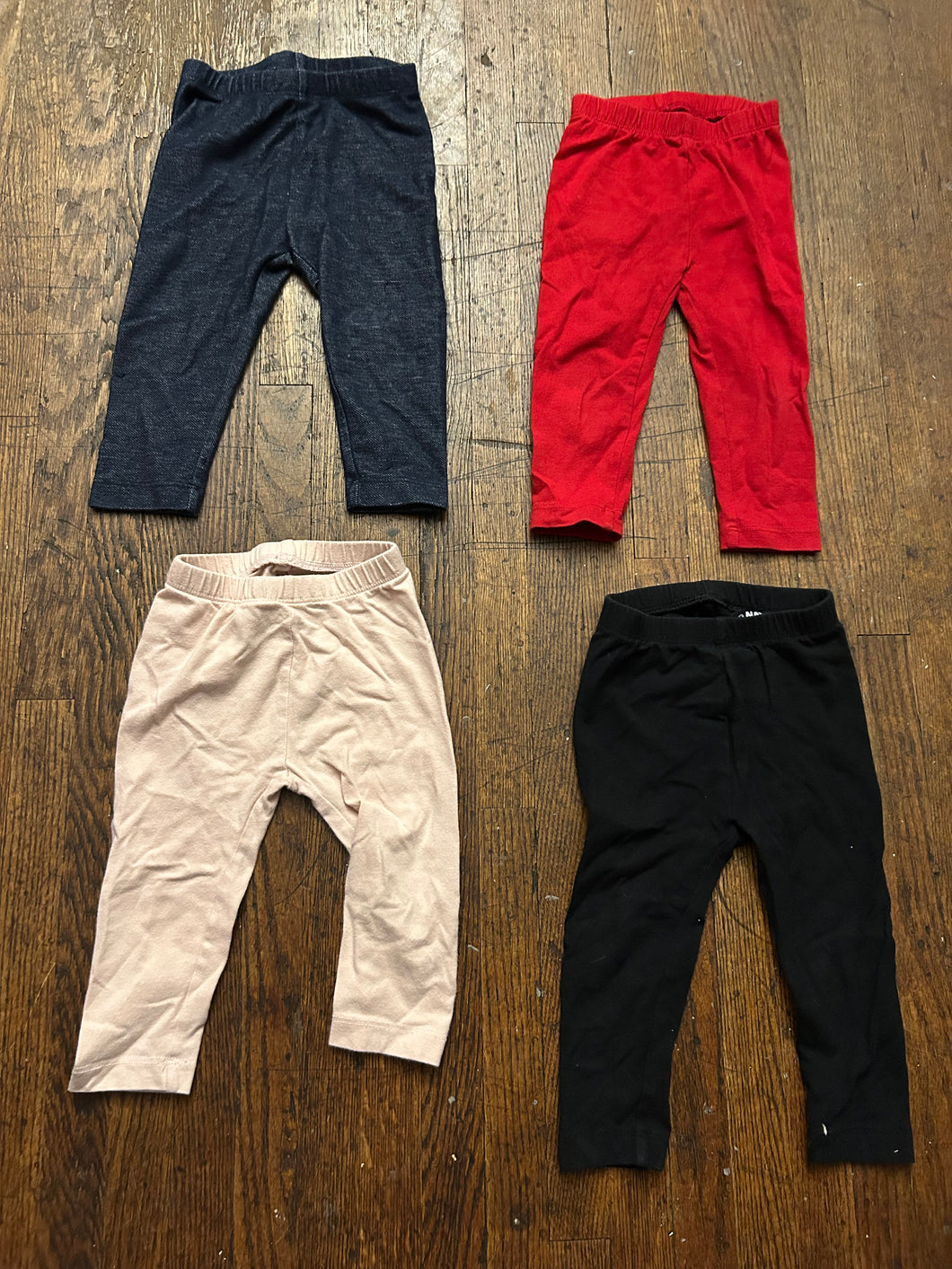 Old navy leggings lot of Four red denim pink blac - size 12-18 Months