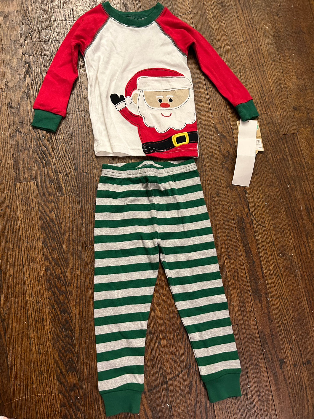 NWT Santa pajama set Green striped - size 18 Months