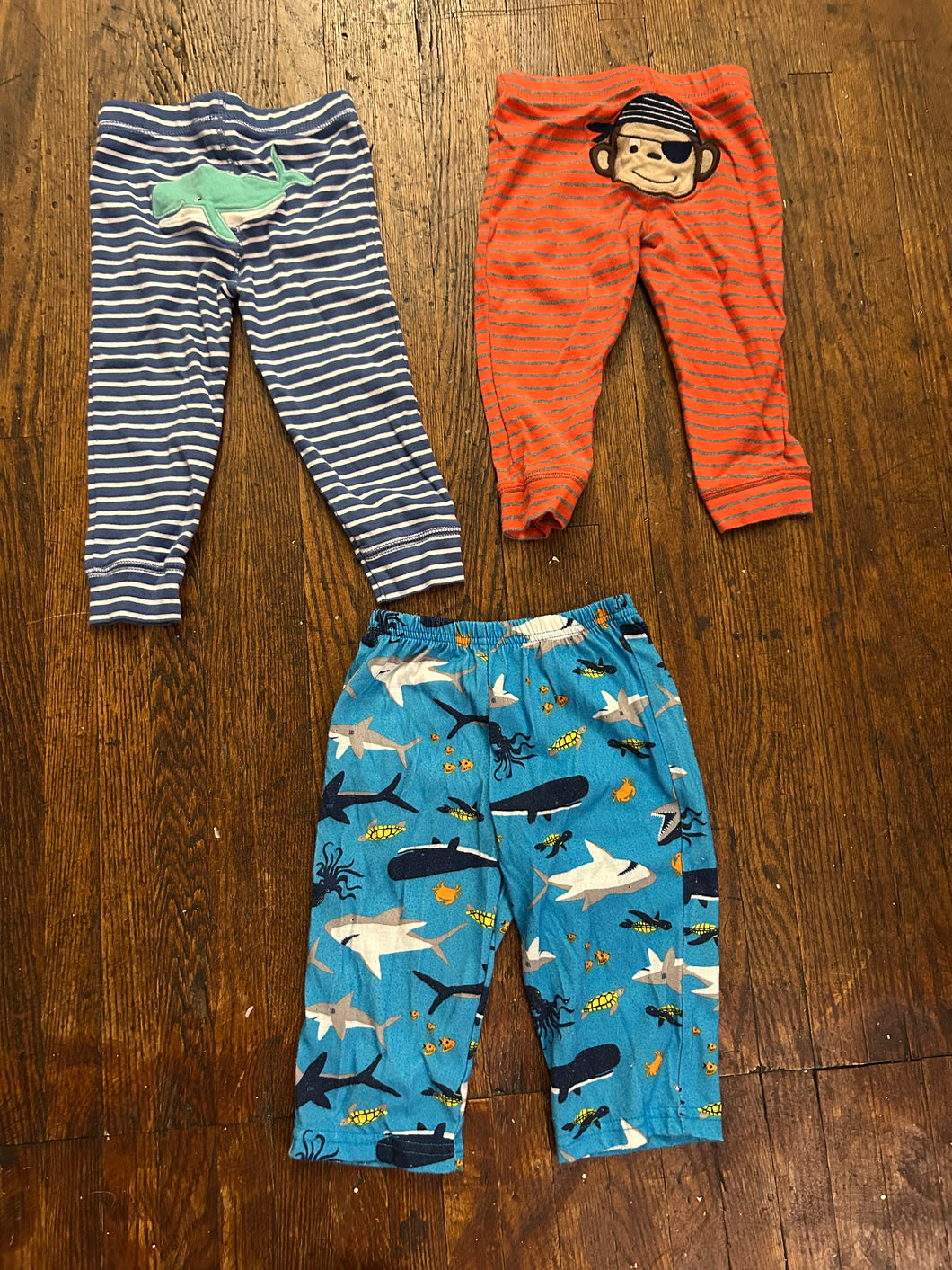 Carters pajama pants Lot three striped monkey - size 18 Months