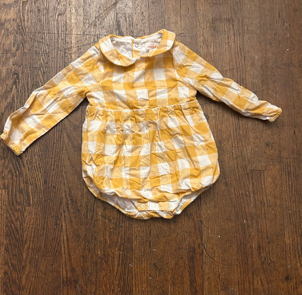 Cat and jack yellow Buffalo check romper - size 18 Months