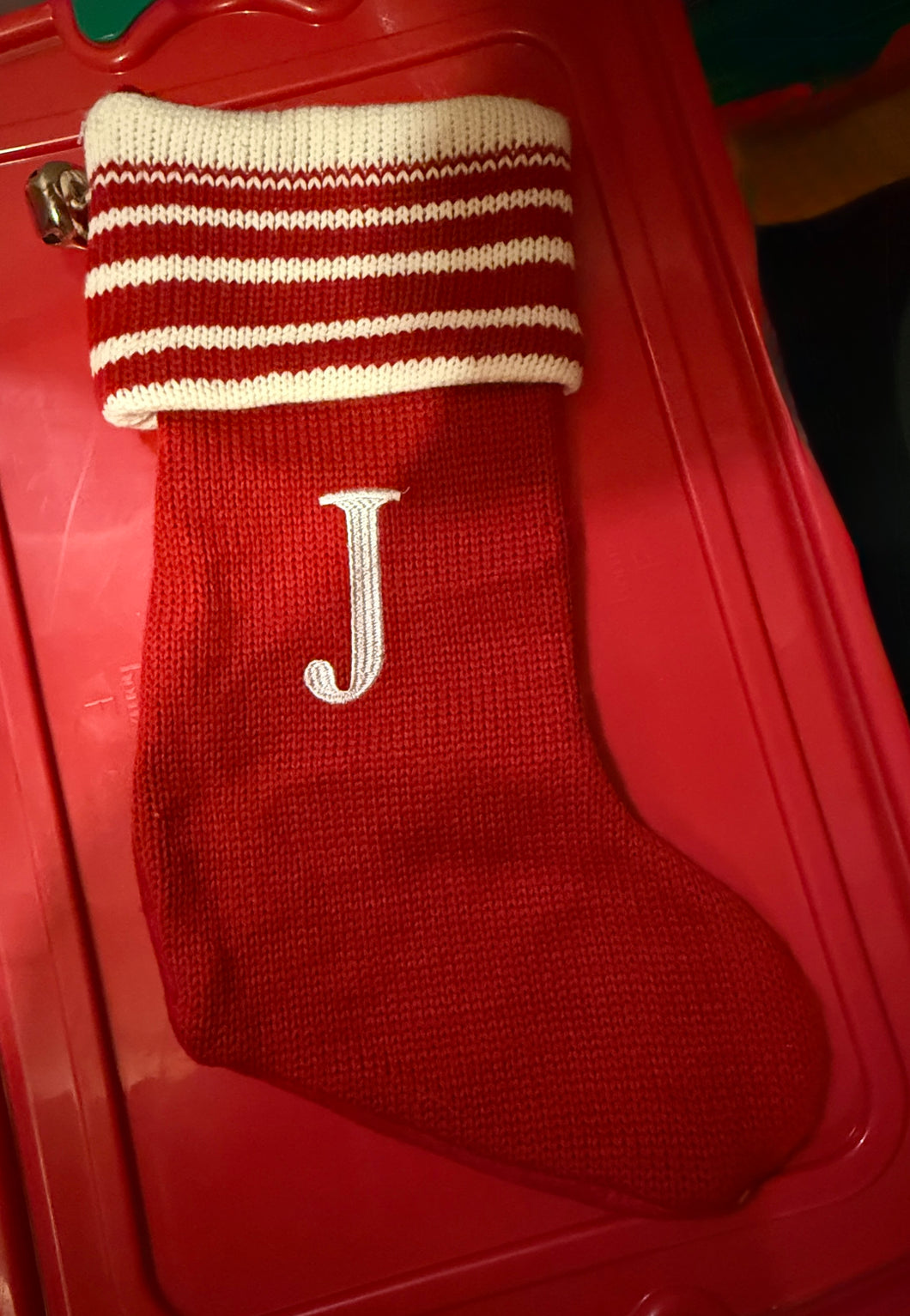 J Christmas stocking Knit
