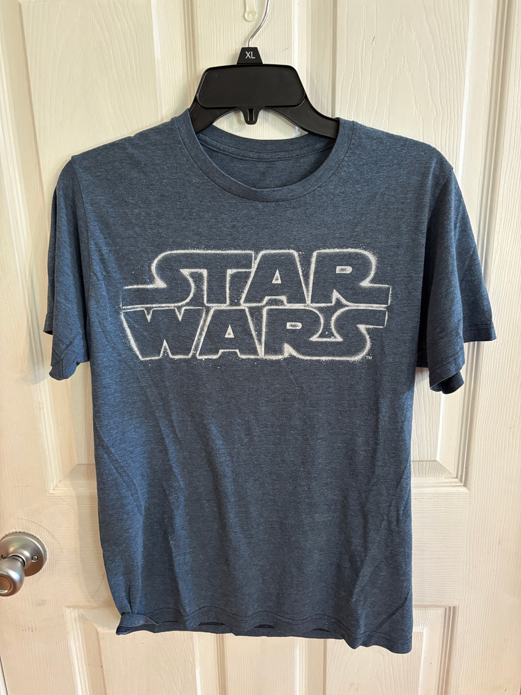 Star Wars Tee. Blue w White writing SS tee - size Mens S