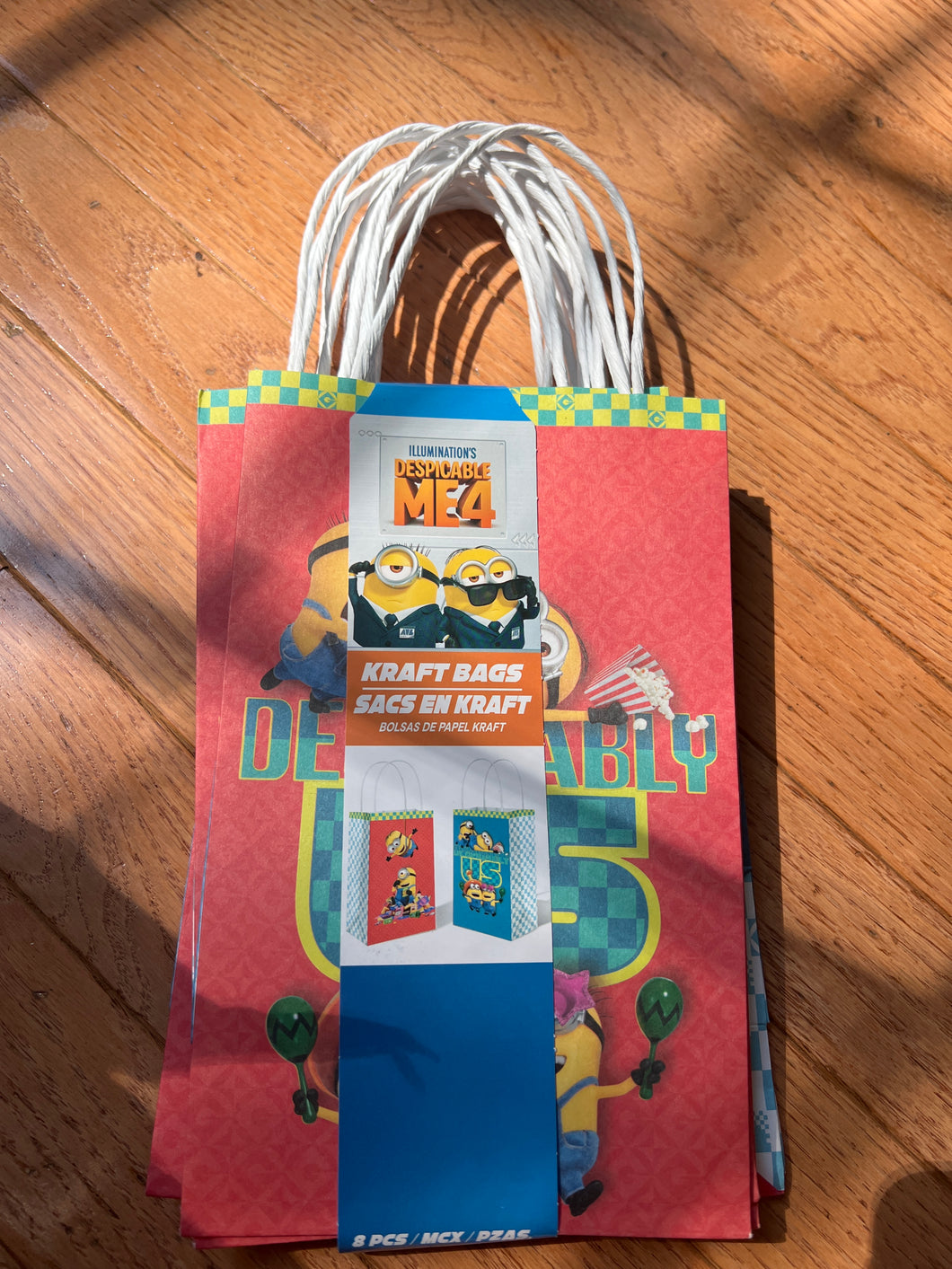 New 8 pk minion Kraft Bags