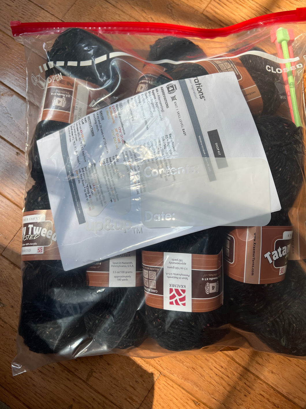 New Bag of Black yarn Knitting needles