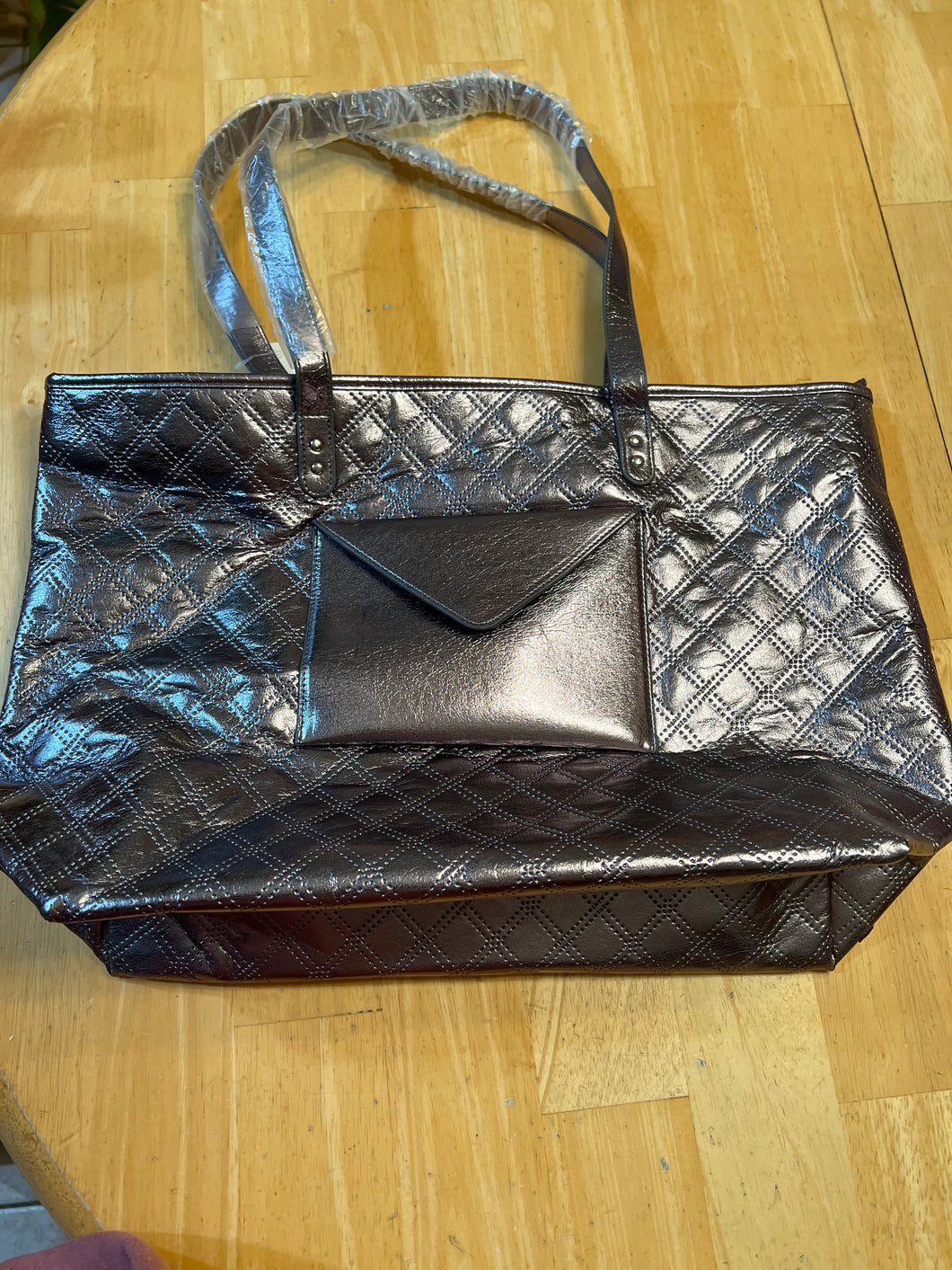 Large Silver Tote Bag Bath and Body Works