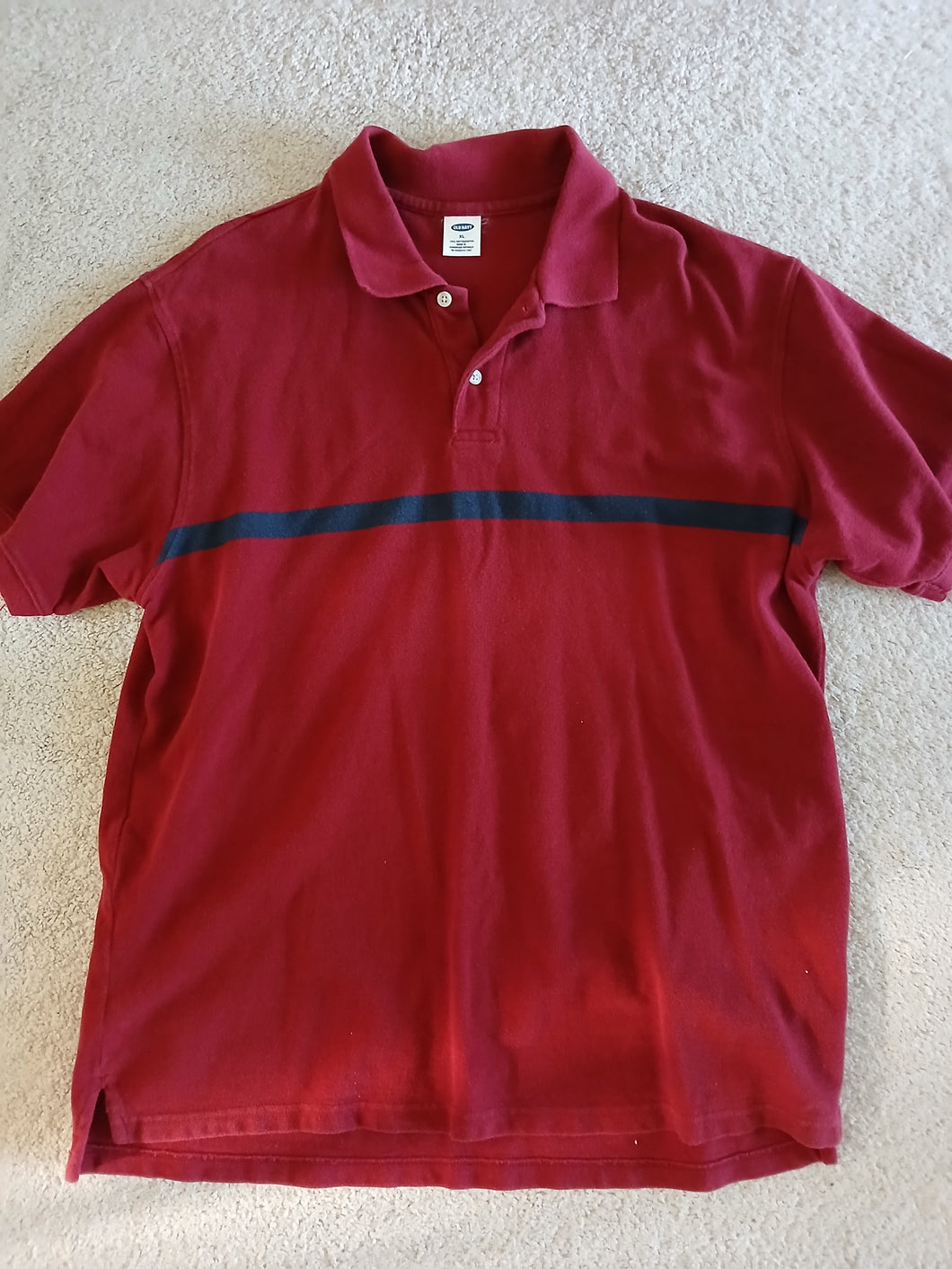 Old Navy Red Polo w/Navy Stripe - size Mens XL