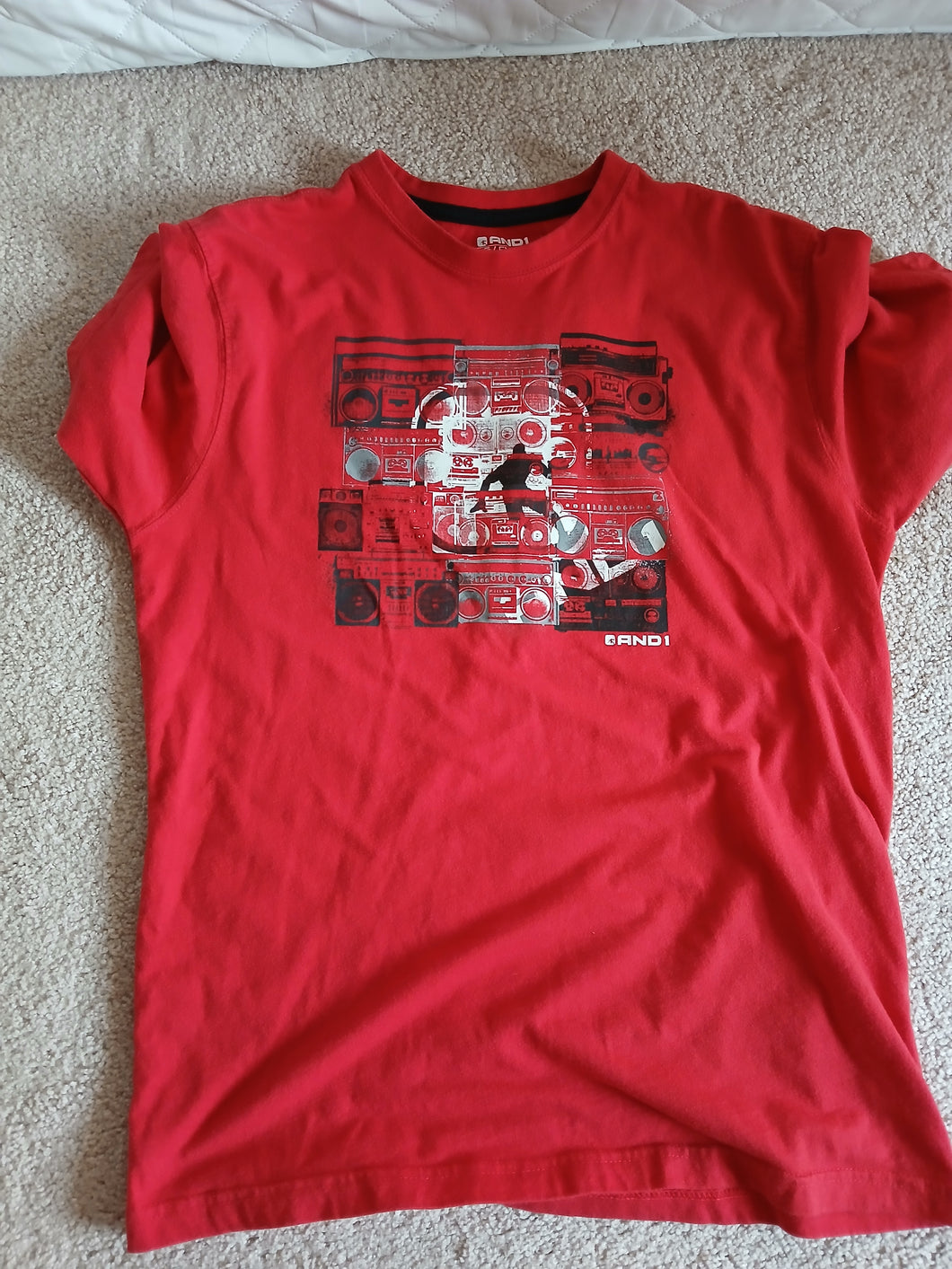 And1 Red Basketball Tshirt - size Mens S