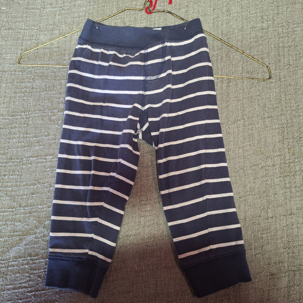 NAVY BLUE WHITE STRIPE PULL UP PANTS - size 12 Months